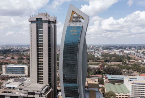 The CBK Pension Towers in the Nairobi Central Business District, located along Harambee Avenue.