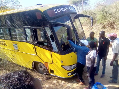 Tot High School bus that was attacked by bandits on Thursday, February 17, 2022.