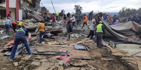 Traders comb through rubble in Nakuru after 300 businesses were demolished on Sunday, October 11, 2020.