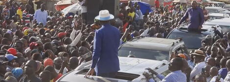 Former Prime Minister, Raila Odinga, and President (Rtd) in their first joint rally in Luanda, Vihiga County on Saturday, February 11, 2023