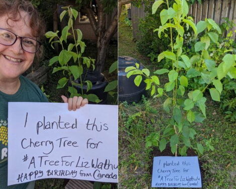Louisette Lantiegne who took part in the #ATreeForLizWathuti on August 1, 2020.