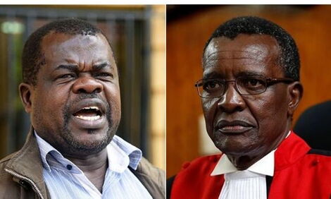 Human rights activist Okiya Omtatah and Chief Justice David Maraga.