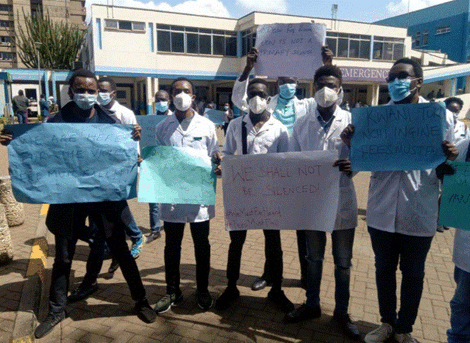 UoN students during demos on Wednesday, July 14 2021