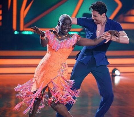 Dr Auma Obama with her dance partner during the show in 2021.