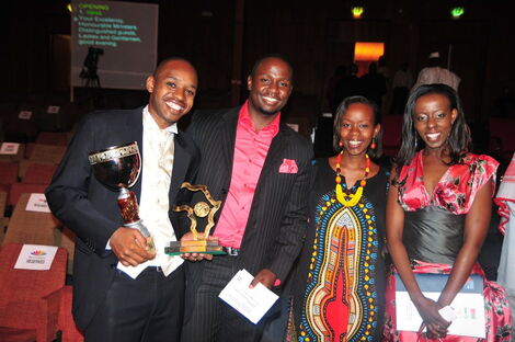 Boniface Mwangi (left) and Allan Namu (center).