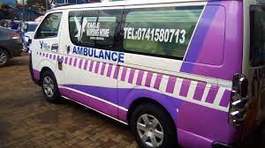 An ambulance belonging to Eagles Nursing Home in Kangemi, Nairobi