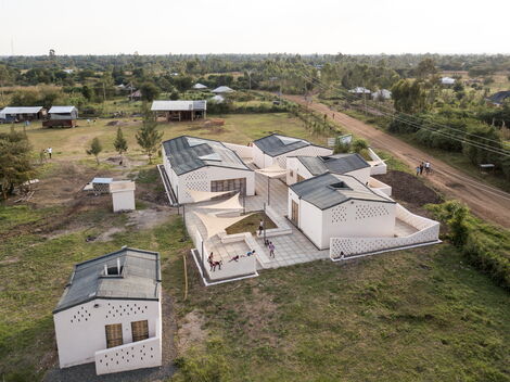 An aerial view of the Education Center in Okana Village, Kisumu County.