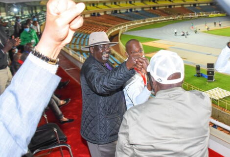 ODM leader Raila Odinga (left) with DP ruto during a football match on November 9, 2020.