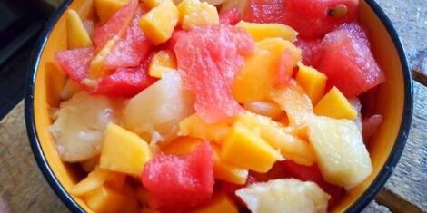 An image of a plate with fruit salad