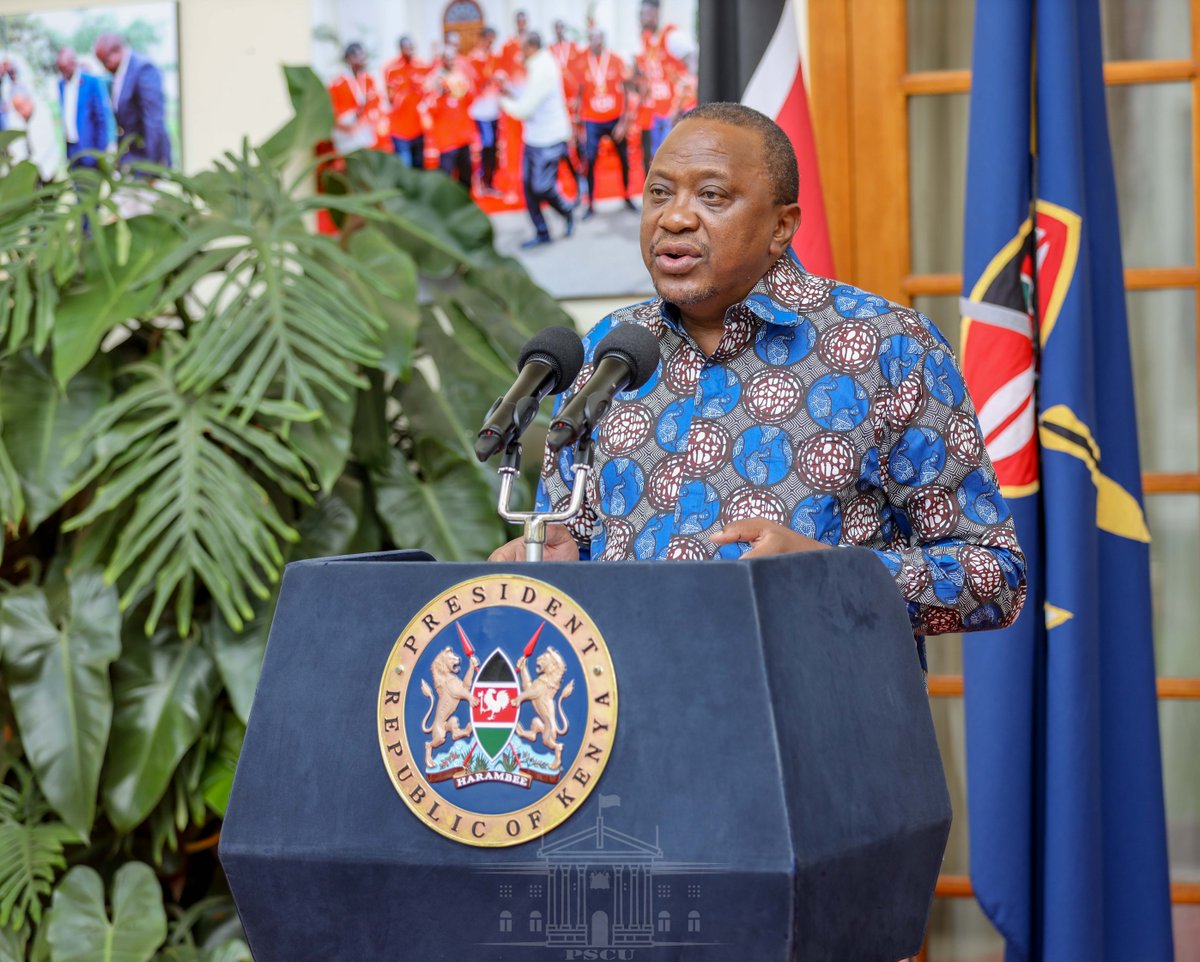 President Uhuru Kenyatta issues a statement announcing a national prayer day over the Coronavirus at the State House Nairobi, on Tuesday, March 17, 2020.