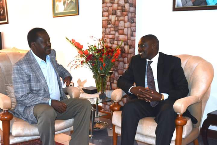 Deputy President William Ruto and ODM Leader Raila Odinga meet on April 20, 2016.