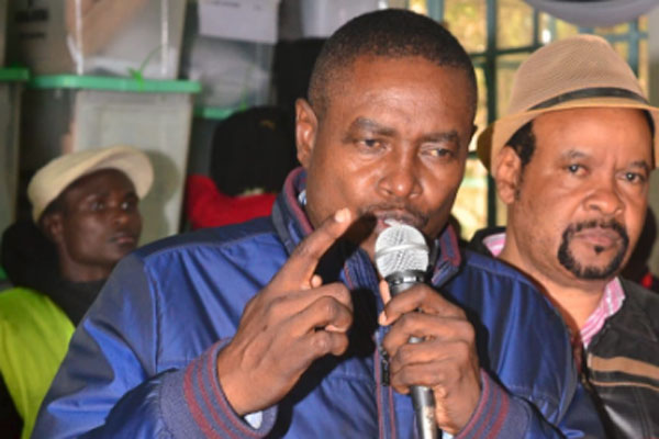Embakasi South MP Julius Mawathe gives a speech on April 6, 2019 after he won a by-election.