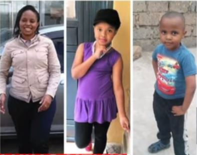From (L)  Mugure's estranged partner Joyce Syombua and their two children  Shanice Maua (M) and Prince Michael (R) 