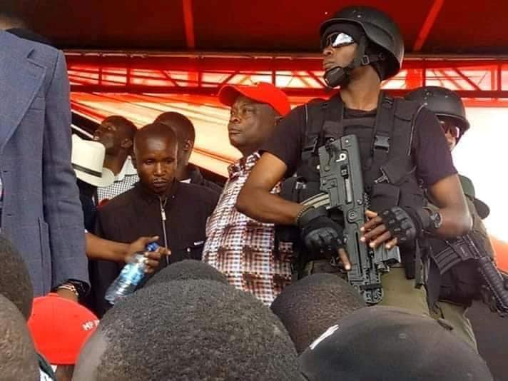 The heavily-armed bodyguards who were seen at Jubilee candidate McDonald Mariga's rally on Sunday, October 27.