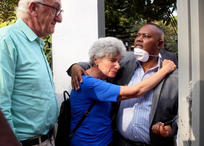 Sarah Wairimu (left) with her lawyer Philip Murgor on September 6, 2019. Wairimu claimed Cohen's will had been manipulated.