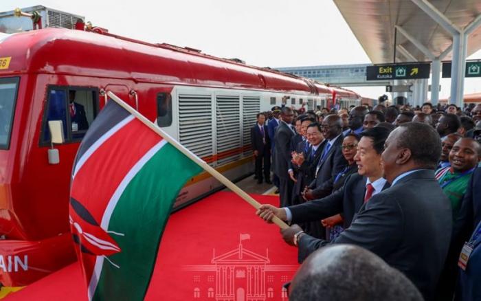 President Uhuru Kenyatta launches the Standard Gauge Railway (SGR) freight service from Nairobi to Naivasha on December 17, 2019. Reports claimed that a company linked to Senator Gideon Moi allegedly won SGR cargo clearance tenders.