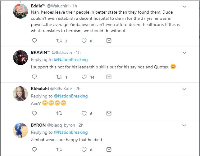 Reactions from Kenyans after the president ordered flags be flown half must to honor the late Robert Mugabe