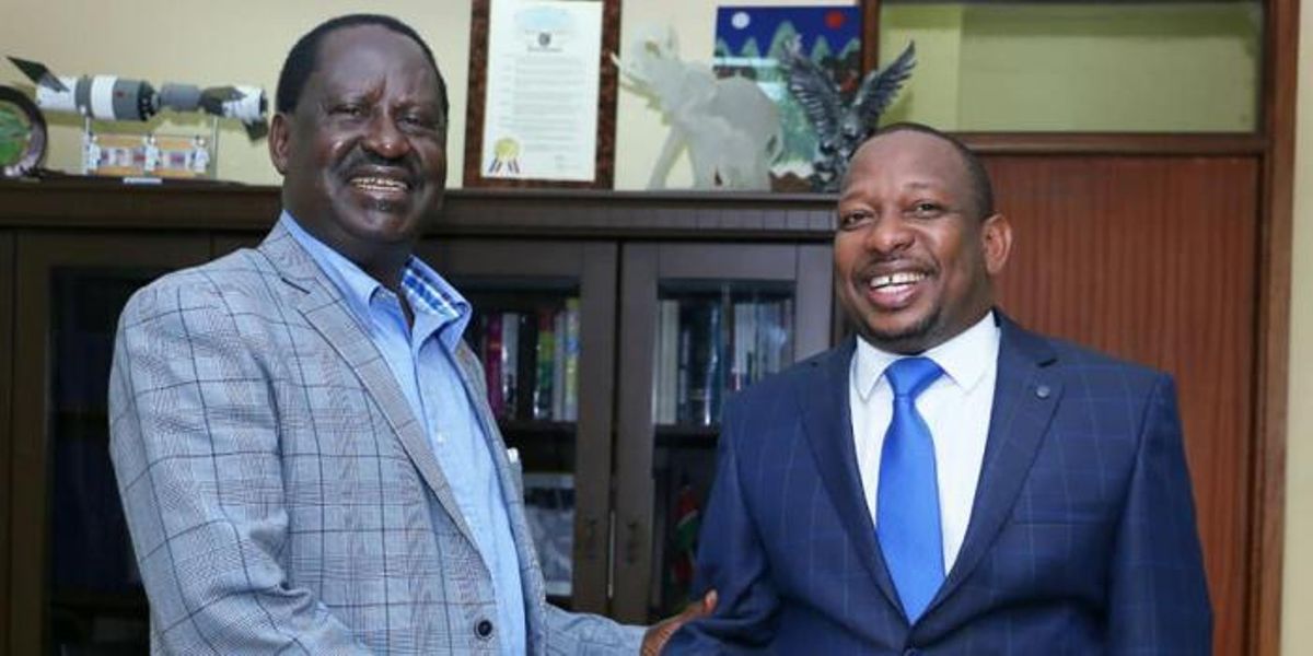 Nairobi Governor Mike Sonko (right) and former prime Minister Raila Odinga.