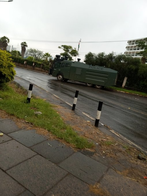 A police armoured vehicle next to Milimani law courts in Nairobi on Monday, December 9, 2019.