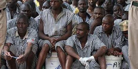 Inmates at the Kamiti Maximum Security Prison.