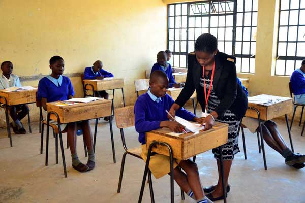 Pupils during the 2017 Kenya Certificate of Primary Education examinations. 