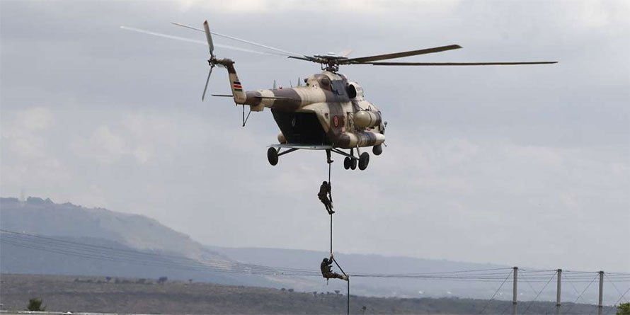 A Kenya Defence Forces helicopter.