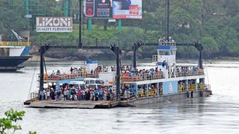 Passengers and motor vehicles aboard the MV Harambee ferry (Courtesy)