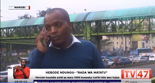 Christopher Ndung'u (pictured) is a traffic marshall along Thika road.