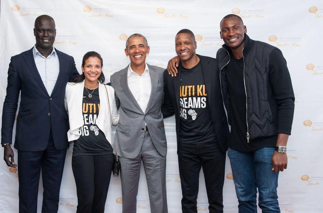 Former US president Barack Obama, Masai Ujiri to his left and others in a past event