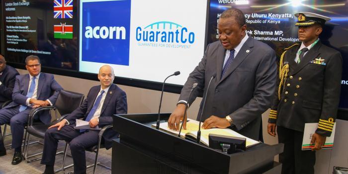 President Uhuru Kenyatta delivering a speech in London, UK on January 21, 2020.