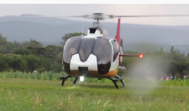 DP Ruto arriving in Solai, Nakuru County in August 2019 aboard Airbus H 145 Helicopter.