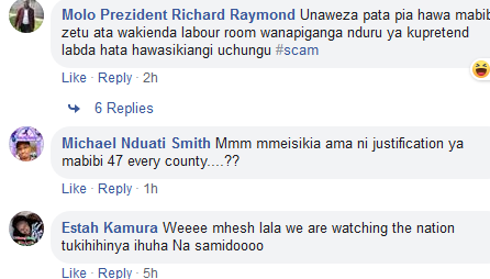 A screenshot of reactions to Mike Sonko's controversial post.