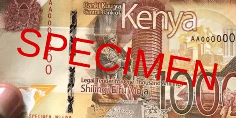 A specimen on the new kenyan Ksh1000 note
