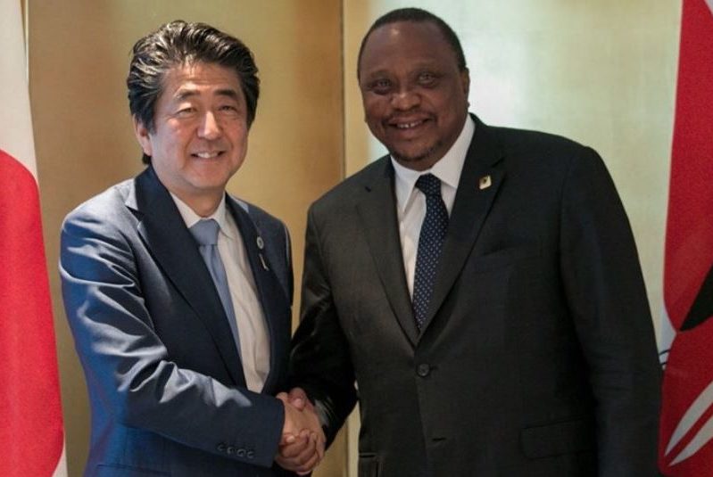President Uhuru Kenyatta and Japan Prime Minister Shinzo Abe. The two held a bilateral meeting on 28/8/19