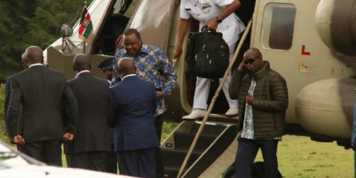 President Uhuru Kenyatta arriving at Sagana State Lodge in Nyeri county on Friday, November 15, 2019. TWITTER