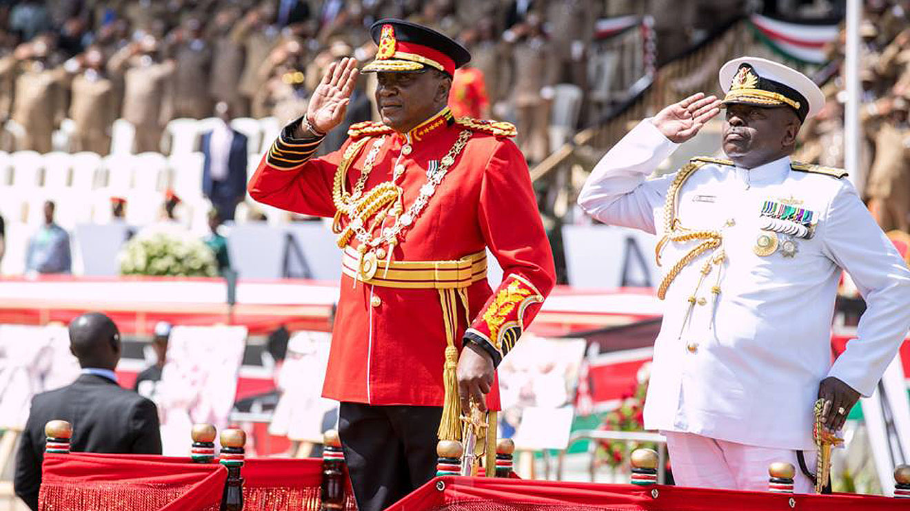 President Uhuru Kenyatta and Chief of Staff Samson Mwathethe during the Jamhuri Day celebrations on December 12, 2018.