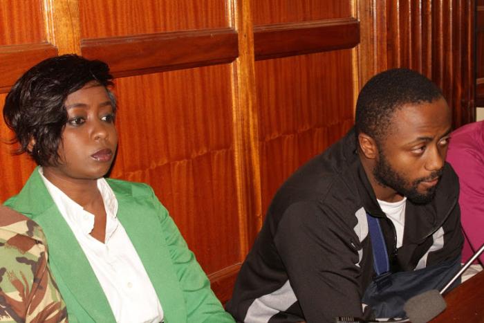Jacque Maribe and her co-accused Joseph Irungu at Milimani Law Courts on October 15, 2018.
