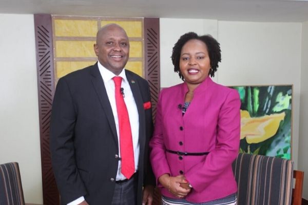 Tony Gachoka and Anne Waiguru after Point Blank show aired on KTN News on Wednesday, December 11, 2019.