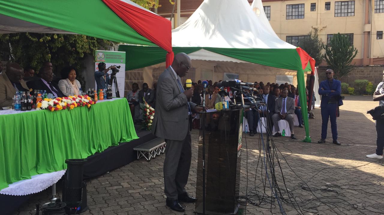 Education PS Belio Kipsang addressing a congregation at Knec Headquarters on Wednesday, December 18.