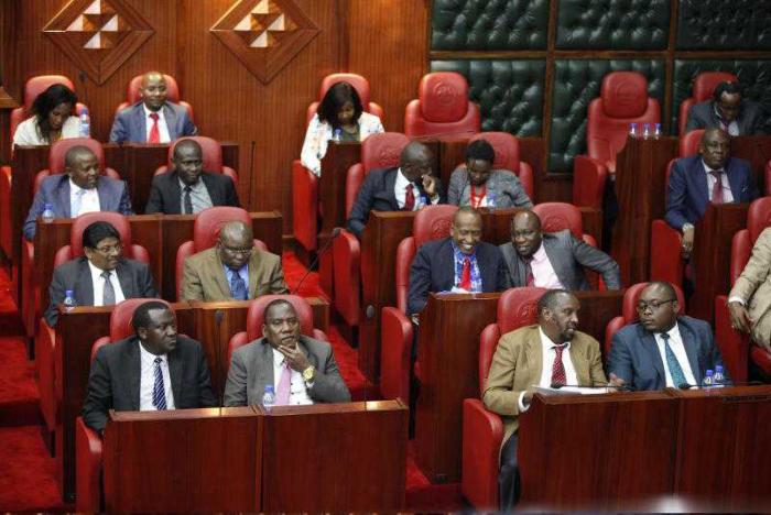 Nairobi County MCAs at the assembly chambers on October 30, 2018.
