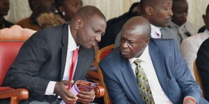 Deputy President William Ruto (left) and the Kenya Kwanza running mate Rigathi Gachagua at a past event.
