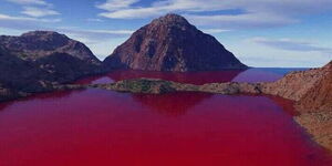 A photo of the red lake at Kapedo