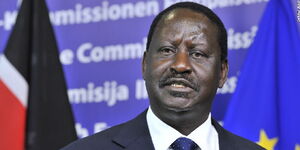 Orange Democratic Movement(ODM) party leader, Raila Amolo Odinga, on March 8, 2012, at the EU Headquarters in Brussels.