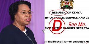 Public Service and Gender CS Margaret Kobia (left) and the grading of her statement