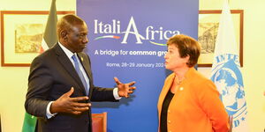 President William Ruto meets with IMF Managing Director Kristalina Georgieva on the sidelines of the Italy- Africa Summit on Monday, January 29.