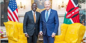President William Ruto and US President Joe Biden pose for a photo at the White House, Washington DC.