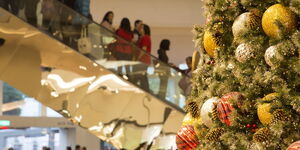 An image of a Christmas tree with decorations.