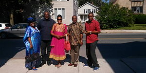 Lady Justice Martha Koome and her husband (centre couple) with friends during a past visit to the US