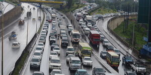 Motorists stranded On a stand still Traffic Jam Towards The CBD Along Busy Thika super Highway in Nairobi on Monday, November 11, 2019.