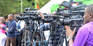 A photo of a team of Journalists at Mitihani House During Releasing of KCPE Results on Monday November 18, 2019.